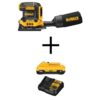 DEWALT DCW200BW240C 20V MAX XR Cordless Brushless 1/4 Sheet Variable Speed Sander, (1) 20V 4.0Ah Battery, and 12V - 20V Charger
