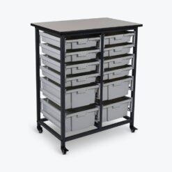 Luxor  Mobile Double Row Steel Frame Storage Unit with 8 Small and 4 Large Plastic Bins