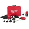Milwaukee 2572B-21-48-11-2420 M12 12V Lithium-Ion Cordless Drain Cleaning Airsnake Air Gun Kit with (2) 2.0 Ah Batteries, Toilet Attachments