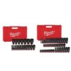 Milwaukee 49-66-7012-49-66-7009 SHOCKWAVE 1/2 in. Drive SAE 6 Point Impact Socket Set (19-Piece) with 3/8 in. SAE/Metric Impact Socket Set (43-Piece)