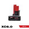 Milwaukee 48-11-2460 M12 12V Lithium-Ion XC Extended Capacity Battery Pack 6.0Ah (2-Pack)