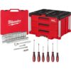 Milwaukee 48-22-9008-48-22-2706-48-22-8443 3/8 in. Drive SAE/Metric Mechanics Tool Set (62-Piece) with PACKOUT 3-Drawer Tool Box