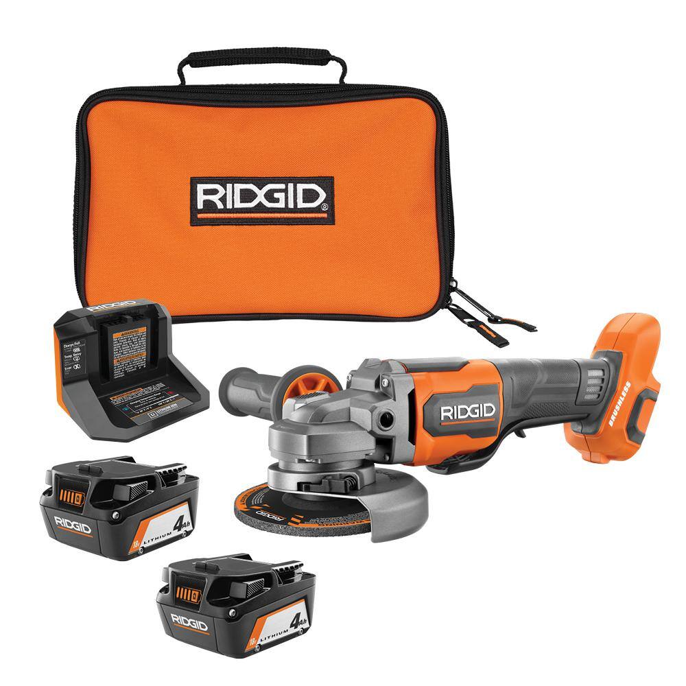 18V Brushless Cordless 4-1/2 in. Angle Grinder Kit with 4.0 Ah Battery and  Charger