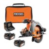 RIDGID R8655B-AC93044SBN 18V Cordless 6-1/2 in. Circular Saw with (2) 4.0 Ah Batteries, 18V Charger, and Bag