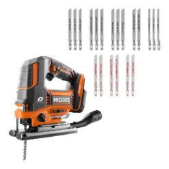 RIDGID R8832B-A14AK201 18V OCTANE Brushless Cordless Jig Saw (Tool Only) with All Purpose Jig Saw Blade Set (20-Piece)