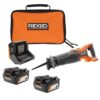RIDGID R8647B-AC93044SBN 18V Brushless Cordless Reciprocating Saw with (2) 4.0 Ah Batteries, 18V Charger, and Bag