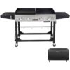 Royal Gourmet GD401C 4-Burners Portable Propane Gas Grill and Griddle Combo Grills in Black with Side Tables with Cover
