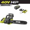 RYOBI RY40550 40V HP Brushless 16 in. Cordless Battery Chainsaw with 4.0 Ah Battery and Charger