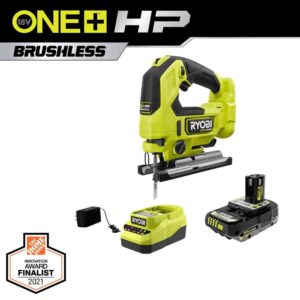 RYOBI PBLJS01K1 ONE+ HP 18V Brushless Cordless Jigsaw Kit with 2.0 Ah HIGH PERFORMANCE Battery and Charger
