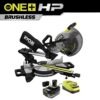 RYOBI PBLMS01K ONE+ HP 18V Brushless Cordless 10 in. Sliding Compound Miter Saw Kit with 4.0 Ah HIGH PERFORMANCE Battery and Charger