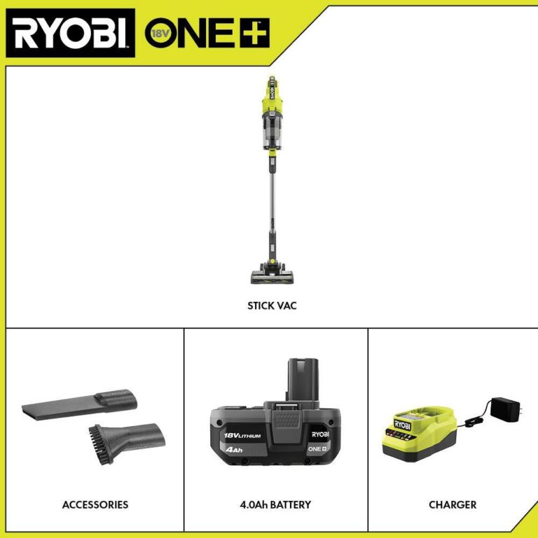 RYOBI PCL720K ONE+ 18V Cordless Stick Vacuum Cleaner Kit with 4.0 Ah