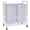 Boyel Living HYSN-56500CL 12 Plastic Drawers Rolling Cart Storage Organizer Bins with Four wheels  in White