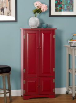Versatile Wood 4-Door Floor Cabinet, Red