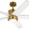 56" Kichler Brahm White and Natural Brass LED Ceiling Fan with Remote
