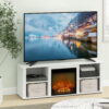 Furinno Montale 60 Inch TV Stand with Fireplace, Solid White