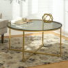 Ember Interiors Modern Round Coffee Table, Glass/Gold