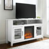 Woven Paths Highboy 2 Door Electric Fireplace TV Stand for TVs up to 65", Brushed White
