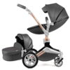 Hot Mom 360 Rotate Baby stroller with PU Leather,Reversible travel system,Unisex,Dark Gery