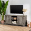 Woven Paths Modern Farmhouse Barn Door TV Stand for TVs up to 65", Grey Wash