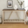 Manor Park Modern Farmhouse and Oak Console Table, Dark Walnut/White Oak