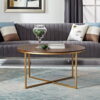 Ember Interiors Modern Round Coffee Table, Dark Walnut/Gold