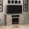 Twin Star Home Barn Door TV Stand for TVs up to 55" with ClassicFlame Electric Fireplace, Ashland Pine