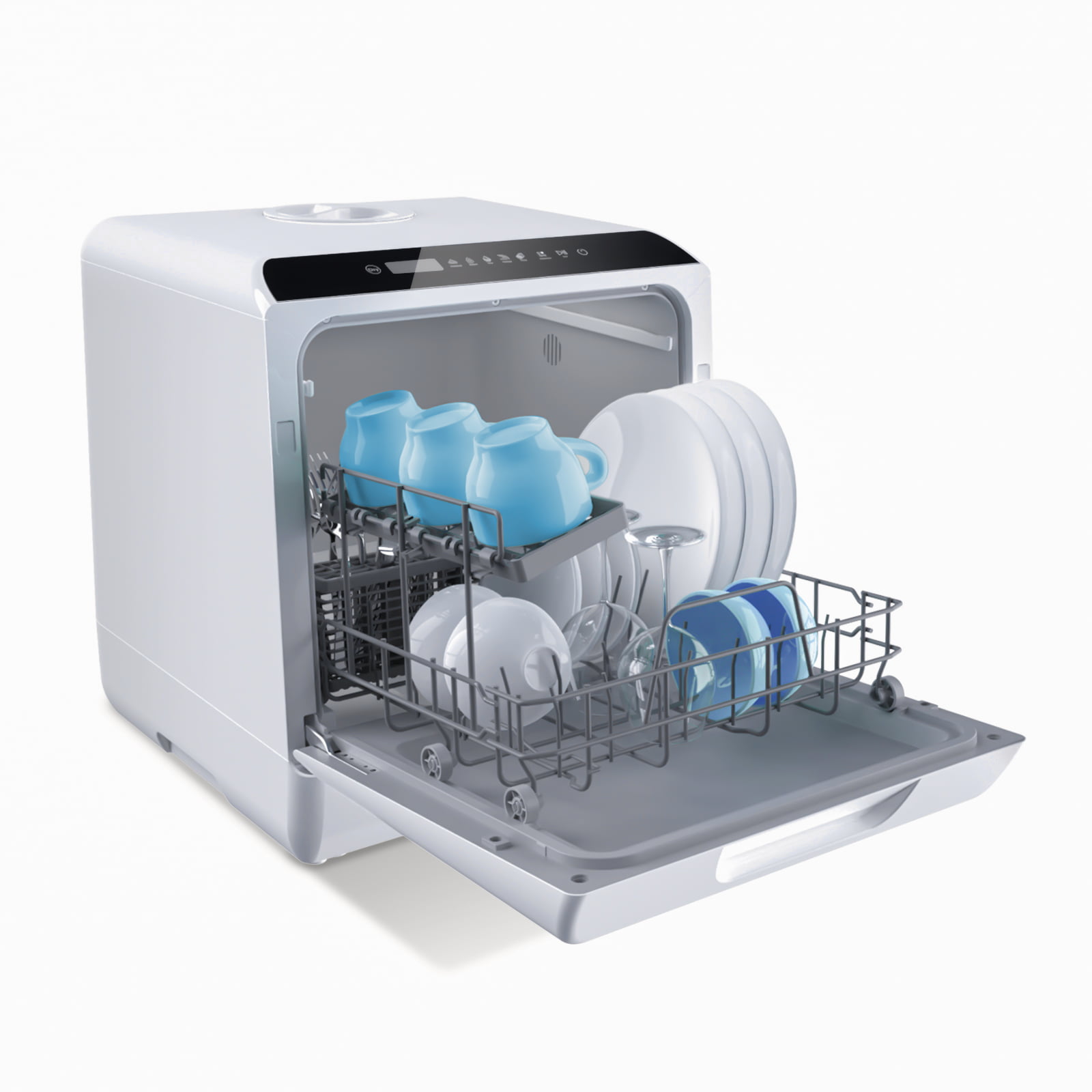 Portable Countertop Dishwasher, 5 Washing Programs Mini Dishwasher with 5L  Built-in Water Tank & Inlet Hose, Baby Care & Fruit Wash for Small