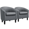 Easyfashion Tub Chair, Set of 2, Gray Faux Leather
