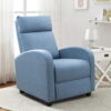 Lacoo Single Recliner, Padded Back Recliner for Living Room, Fabric, Blue