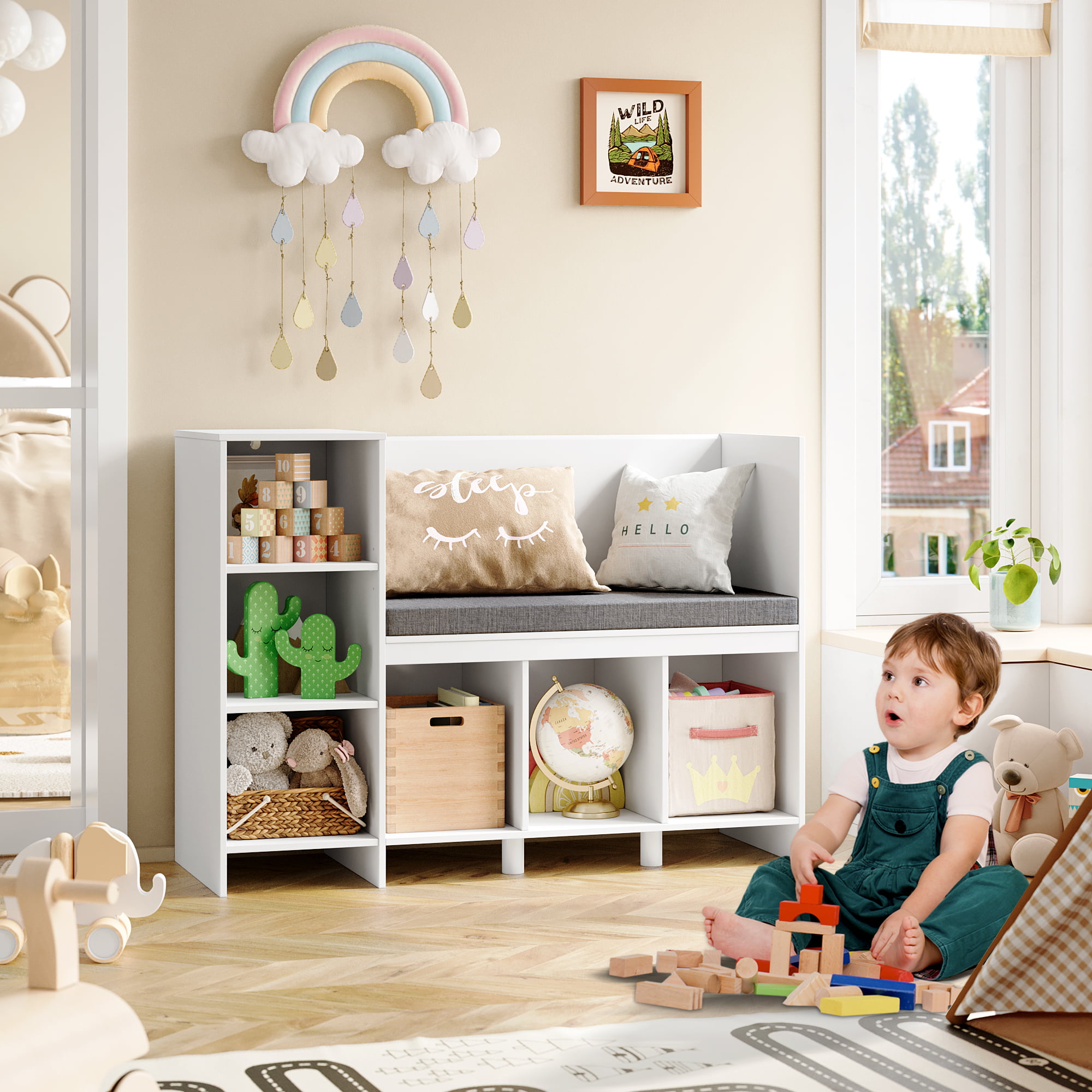 Homfa 6-Cubby Kids Bedroom Storage Organizer, Multi-Purpose