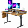 Electric Standing Desk with Double Drawers Height Adjustable 48"x24" Stand Up Desk with Monitor Shelf, Vintage Brown