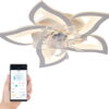 DoungRos 27.2" Smart Ceiling Fan with Lights Remote APP Control, Modern Flush Mount Bladeless Ceiling Fan, 3 Color 6 Speeds Low Profile Ceiling Fan with Light for Bedroom Living Room Kitchen - White