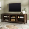 Woven Paths Open Storage TV Stand for TVs up to 80", Dark Walnut