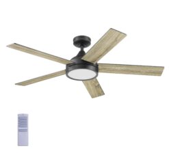 Harbor Breeze 42312 Camden 52-in Matte Black Indoor Ceiling Fan with Light Remote (5-Blade)