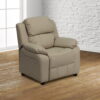 Flash Furniture Deluxe Padded Contemporary Beige Vinyl Kids Recliner with Storage Arms