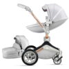 Hot Mom 360 Rotate Baby stroller with PU Leather,Reversible travel system,Unisex,Gery