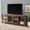 Woven Paths Farmhouse 2 Door Metal X TV Stand for TVs up to 80", Reclaimed Barnwood