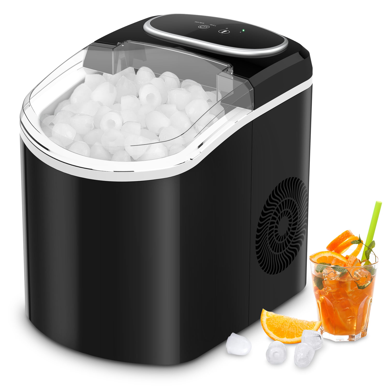 LifePlus Ice Maker Portable Countertop 26LBS Bullet Ice Cube Self Cleaning  for Home Kitchen, Black 