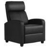 Easyfashion Faux Leather Push Back Theater Recliner, Black