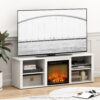 Furinno Montale 70 Inch TV Stand with Fireplace, Solid White