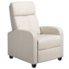 Easyfashion Faux Leather Soft-Cushioned Push Back Recliner with Footrest, Cream