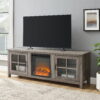 Manor Park Farmhouse Fireplace TV Stand for TVs up to 80", Grey Wash