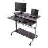 Stand Up Desk Store Rolling Adjustable Height Two Tier Standing Desk Computer Workstation (Silver Frame/Dark Walnut Top, 48" Wide)