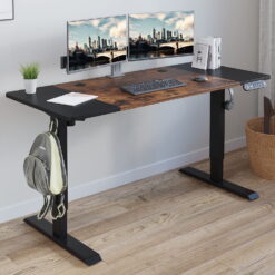 DIYAREA Height Adjustable Electric Standing Desk with Memory Prese, 55 x 24 Inches Stand Up Desk by DIYAREA , Sit Stand Desk with Espresso and Black Top and Black Frame