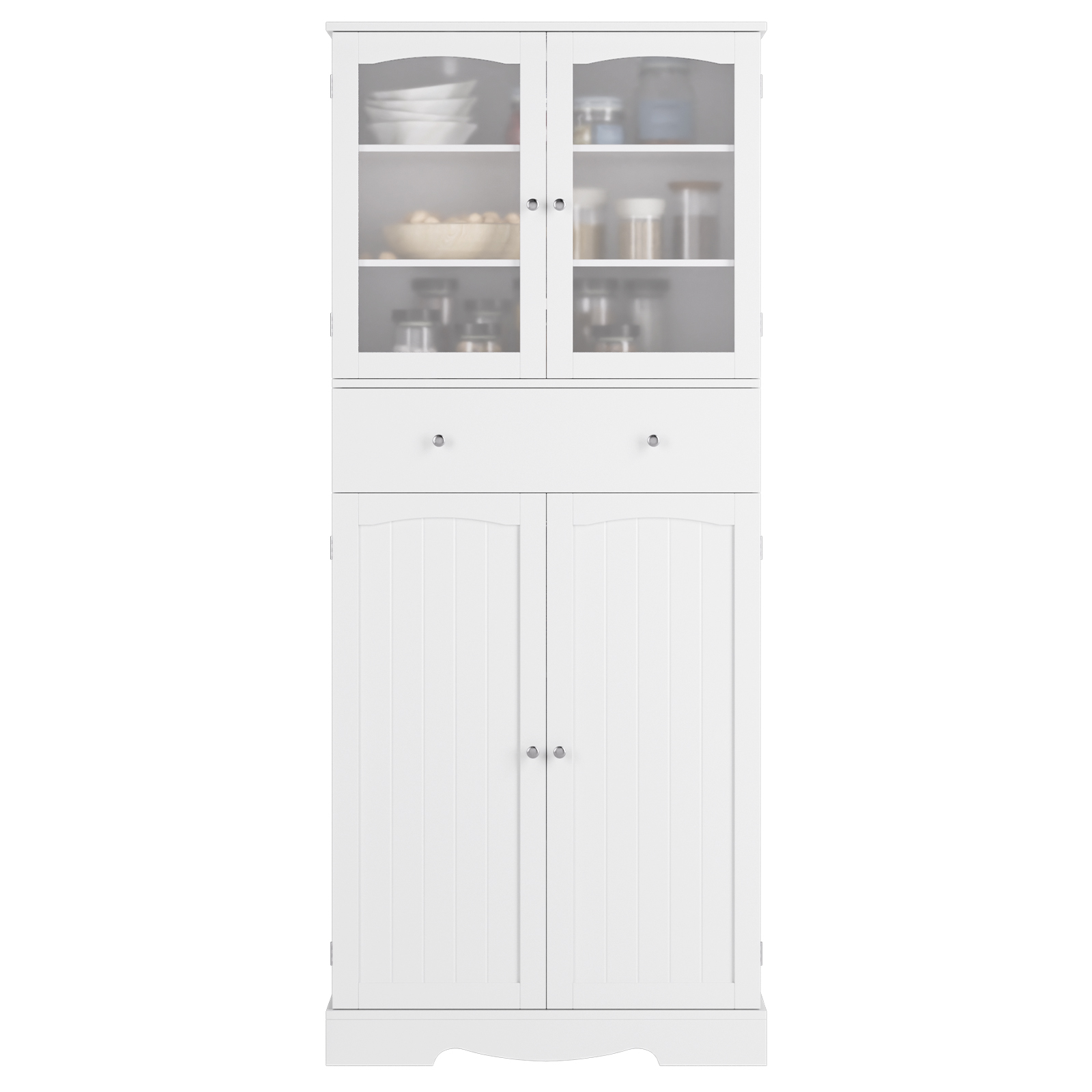 Homfa 72.4'' Tall Kitchen Pantry with 4 Doors, Large Drawer Storage CA