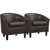 Easyfashion Tub Chair, Set of 2, Espresso Faux Leather