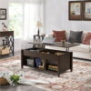 Alden Design 47.5" Lift Top Coffee Table with 3 Storage Compartments, Espresso