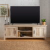 Woven Paths Farmhouse Grooved Door TV Stand for TVs up to 80", White Oak