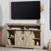 Woven Paths Farmhouse Barn Door TV Stand for TVs up to 58", White Oak