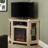Walker Edison White Oak Corner Fireplace TV Stand for TVs up to 50"